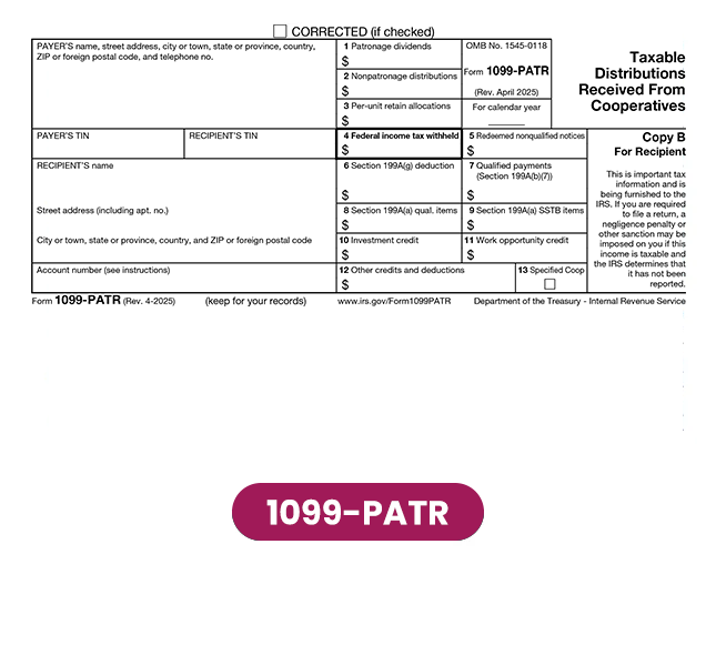 Form 1099-PATR, Taxable Distributions Received From Cooperatives
