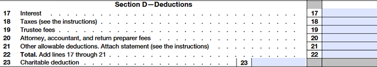 Section D: Deductions