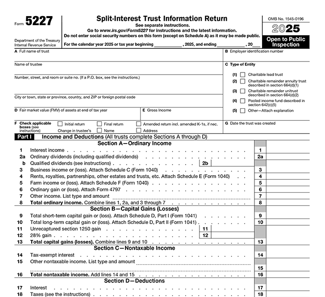 Supporting Form and Schedules for Form 5227
