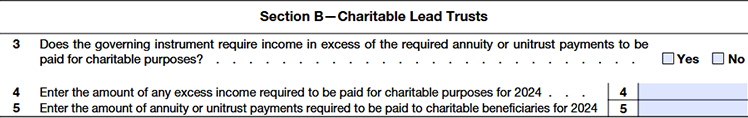 Section B (Charitable Lead Trusts):