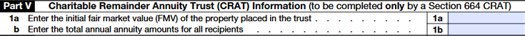 Part V: Charitable Remainder Annuity Trust (CRAT) Information