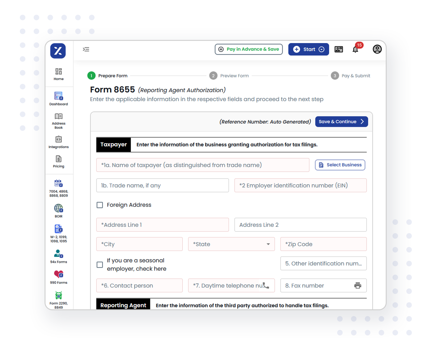 Send the 8655 forms to the IRS in three simple Steps