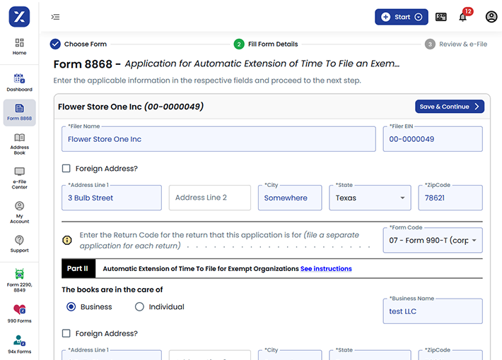 Free Extension (8868) for Exempt Organizations