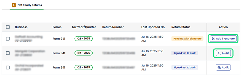 If the Action column shows only “Audit”, Click on the button.