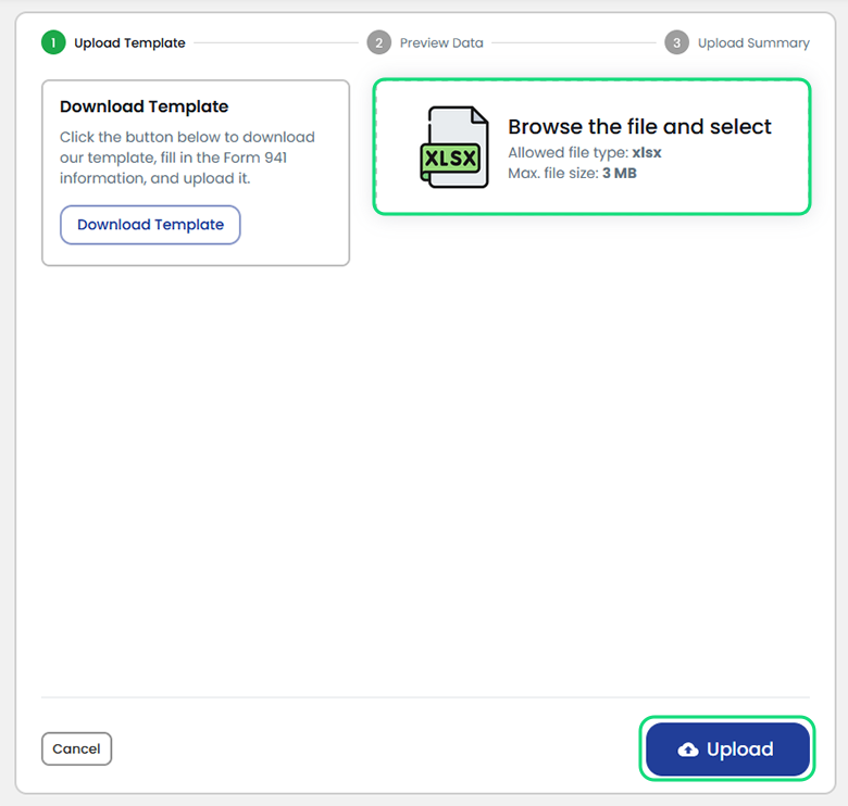 Click on ‘Upload’ to move on to the next step.