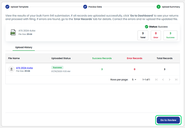 If there are no corrections, click on the “Go to Review” button.