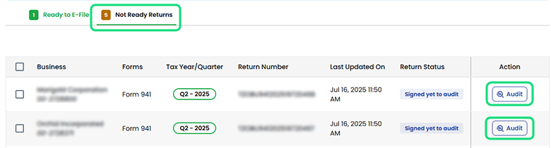 2. Not Ready Returns