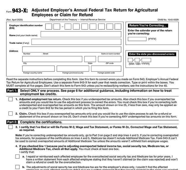 What is Form 943-X?