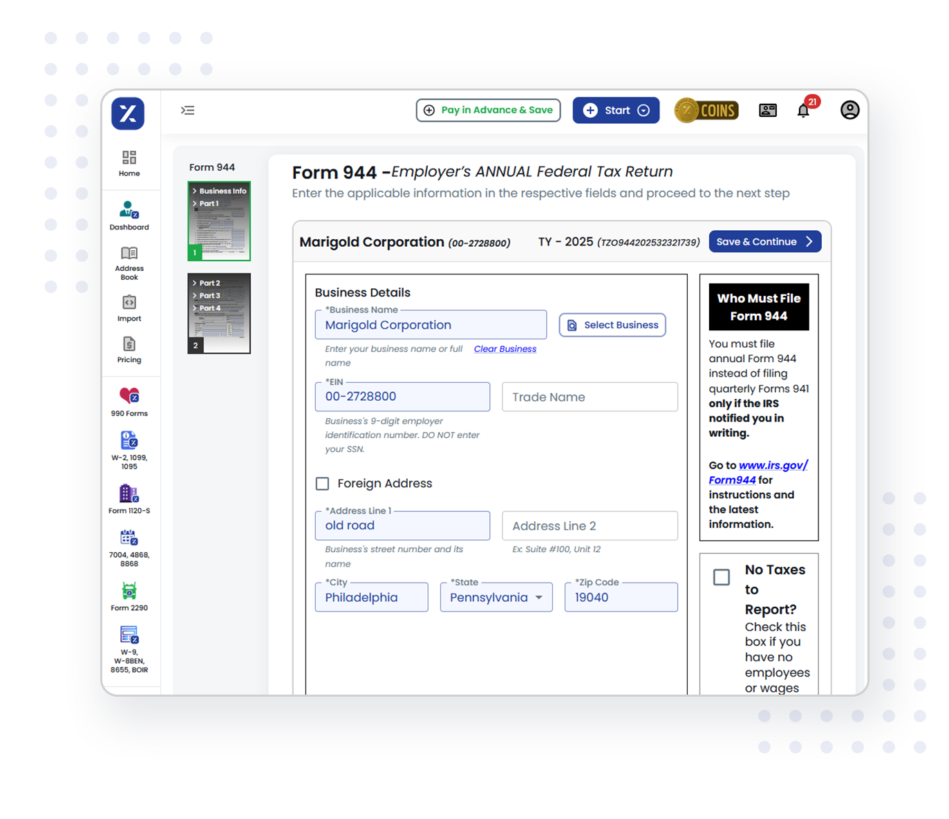 File your Form 944 in just three easy steps