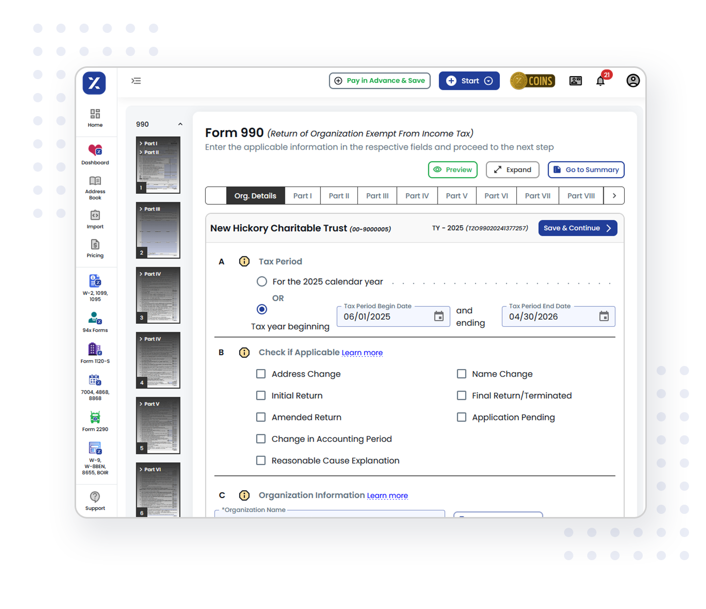 E-file Form 990 with TaxZerone in 3 simple steps!
