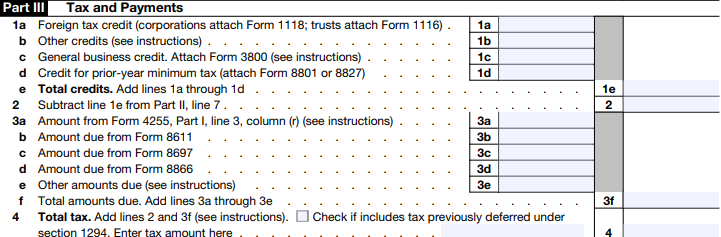 Part III - Tax and Payments
