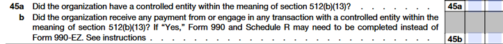 Line 45a - Section 512(b)(13) Controlled Entity