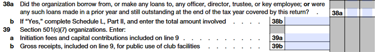 Line 38 - Loans to or From Officers, Directors, Trustees, and Key Employees