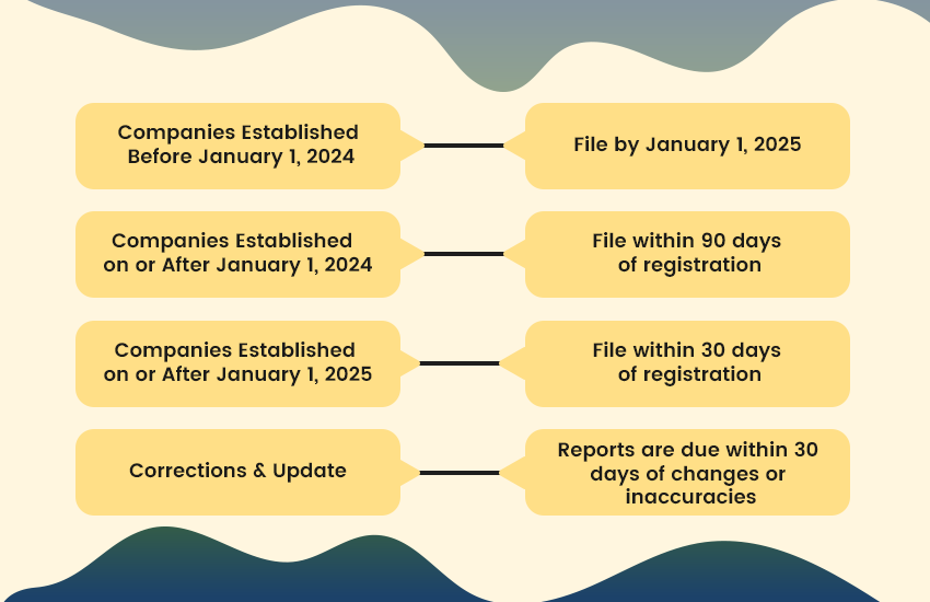 Beneficial Ownership Information Report (BOIR) Filing Deadlines
