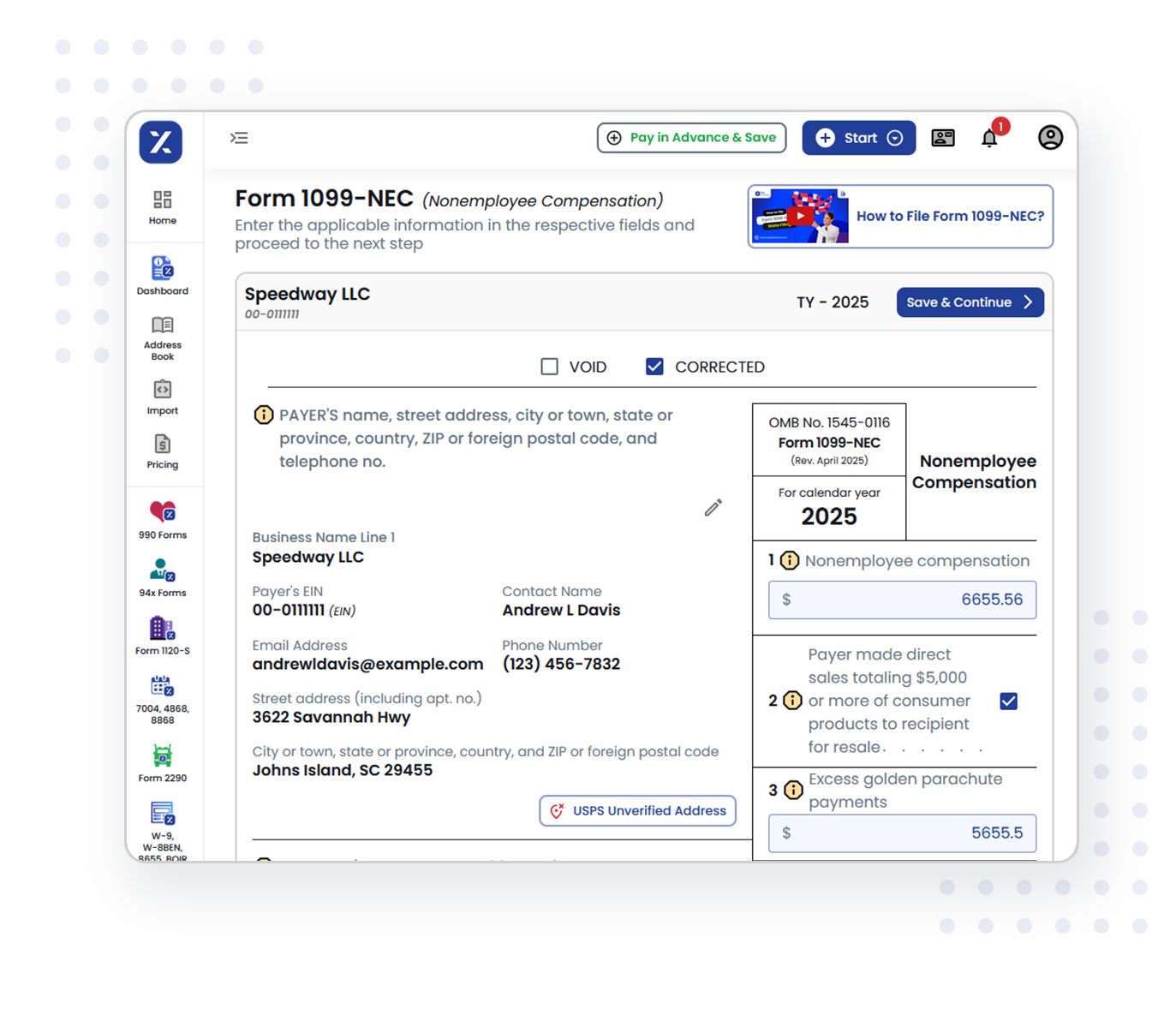 Make corrections to your Form 1099 in 3 simple steps