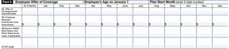 Part II - Employee Offer of Coverage