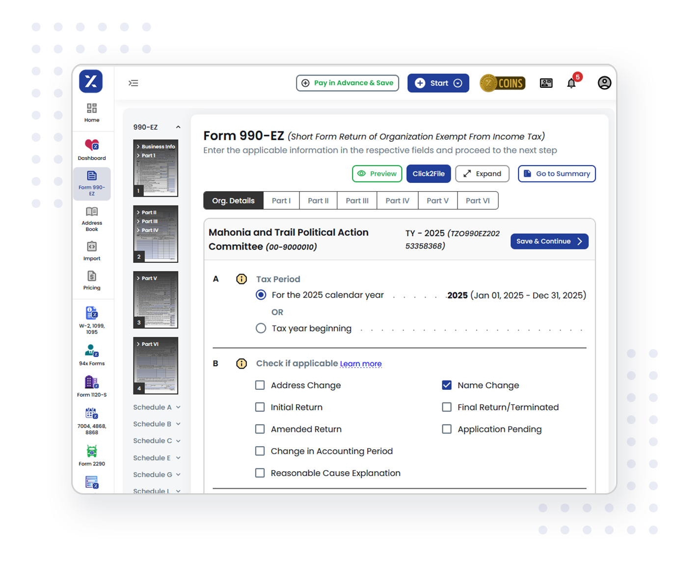 Form 990-EZ e-filing made easy with TaxZerone