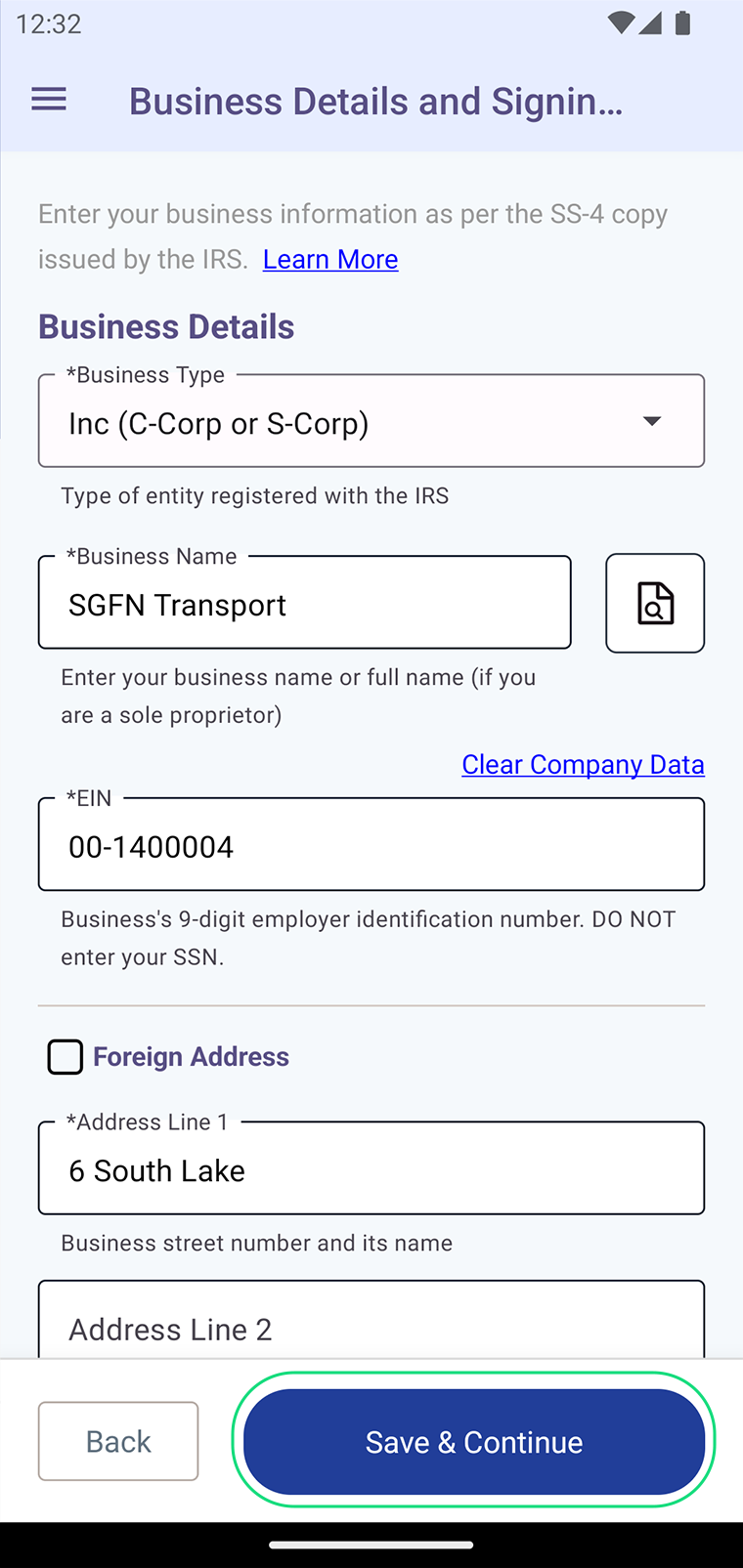 Step 3: Enter your business details