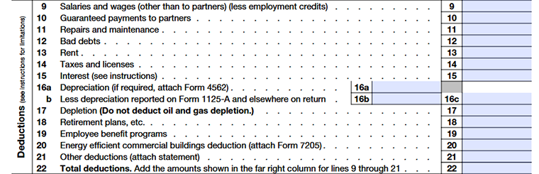 Deductions Section (Lines 9–23)