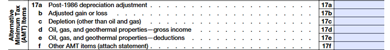 Line 17 — AMT Items