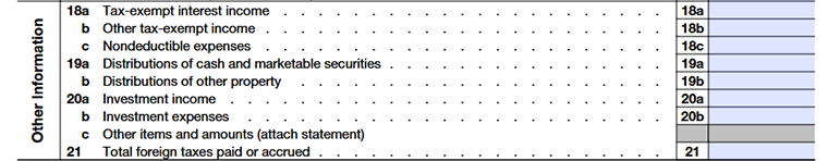 Lines 18–21 — Other Information
