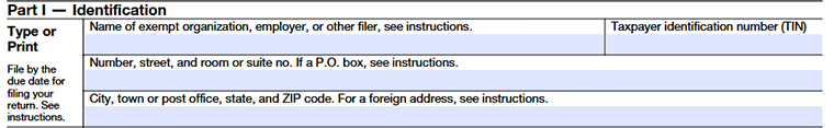 2025 Form 8868 – Part I: Enter Name, TIN, and complete address