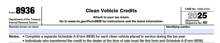 Form 8936 Clean Vehicle Credits Line by Line instructions - Organization details