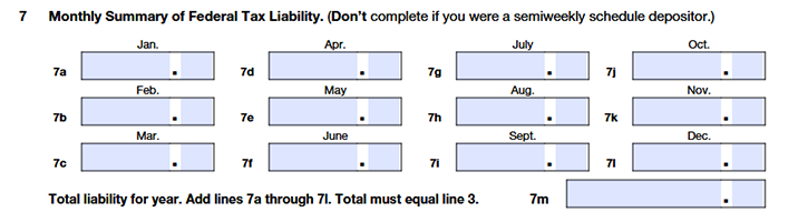Step 4: Enter the details in line 7 if you are a monthly Depositor