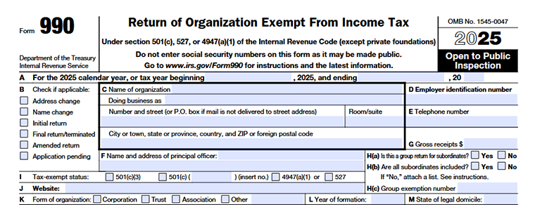 Organization details of 990