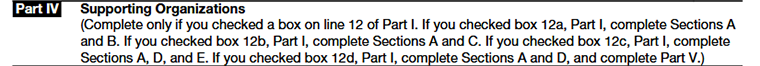 Form 990 Schedule A Part IV Supporting Organizations