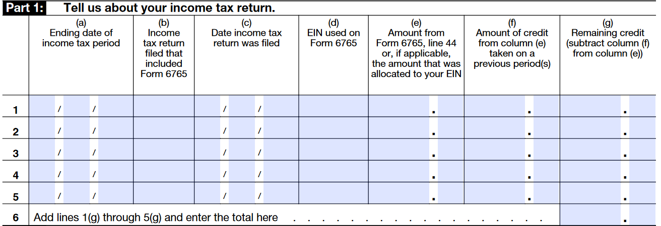 Part 1: Income Tax Return Details