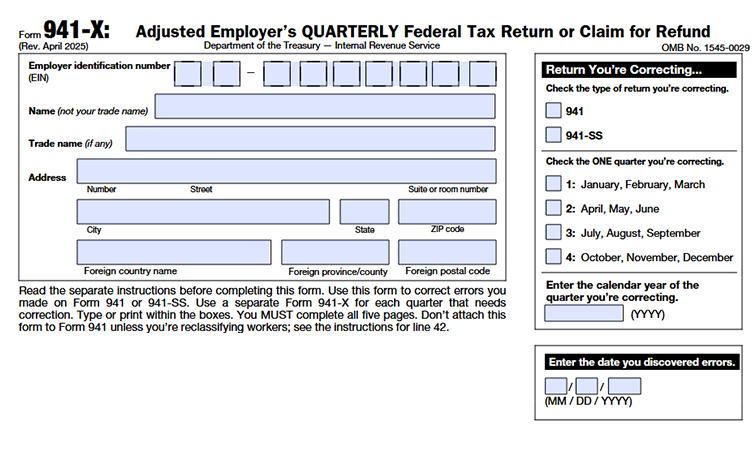 Step-by-Step Instructions for Filing Form 941-X for 2025