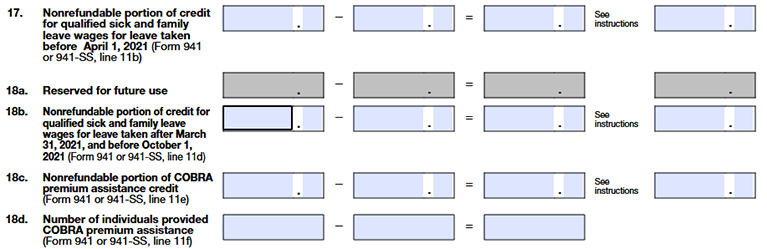 Nonrefundable Portion of Credit for Qualified Sick and Family Leave Wages