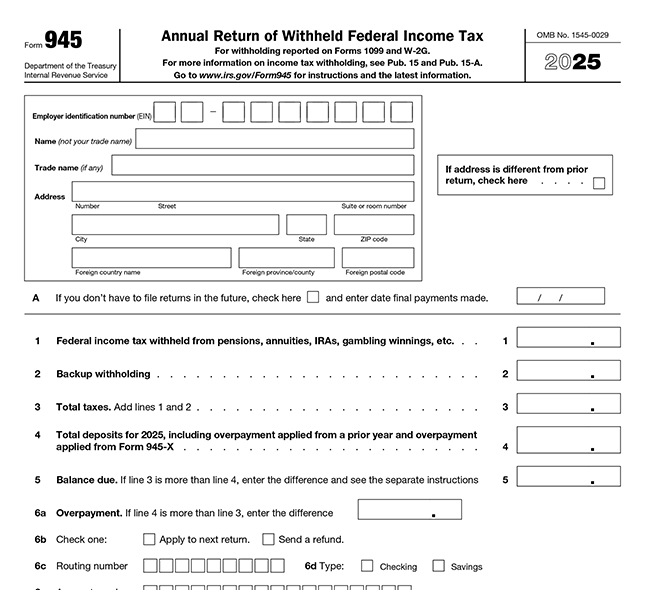What is Form 945?