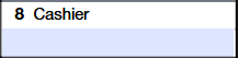 Box 8: Cashier