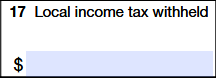 Box 17: Local Income Tax withheld