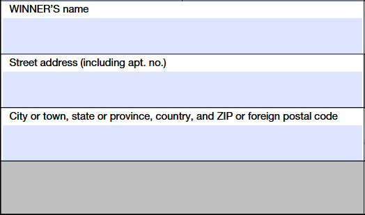 Step 2: Enter the Winner’s details
