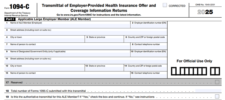 Part I - Applicable Large Employer Member (ALE Member)