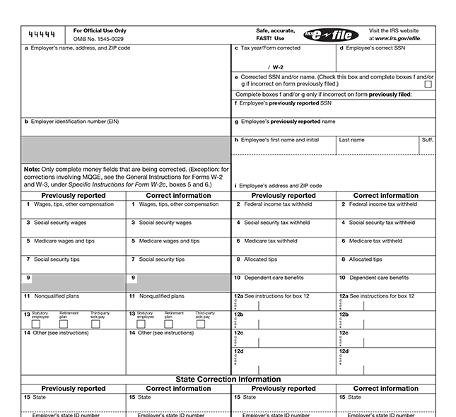 Form W-2c, Corrected Wage and Tax Statement